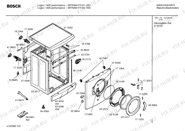 Схема №5 WFR2841FF Logixx 1400 performance 6kg с изображением Ручка для стиралки Bosch 00490164