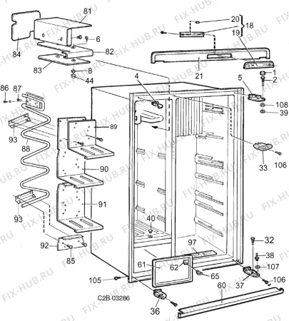 Взрыв-схема холодильника Dometic RM7732 - Схема узла C20 Cabinet  B