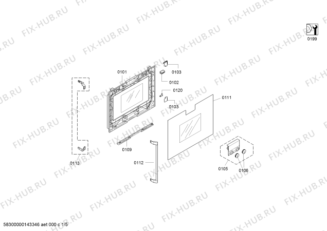 Схема №5 BS255100 с изображением Рамка для электропечи Bosch 00479207