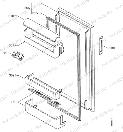 Взрыв-схема холодильника Zanussi ZFC244-1 - Схема узла Door 003