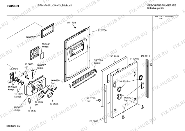 Взрыв-схема посудомоечной машины Bosch SRI43A05AU - Схема узла 02