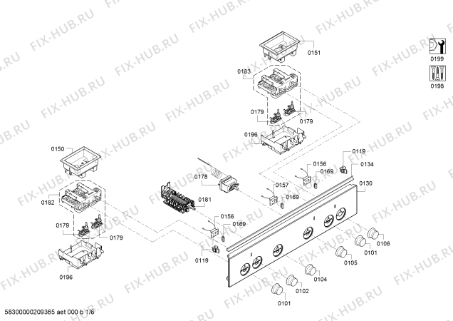 Схема №6 HC010FBR0 с изображением Ручка конфорки для электропечи Siemens 10007628