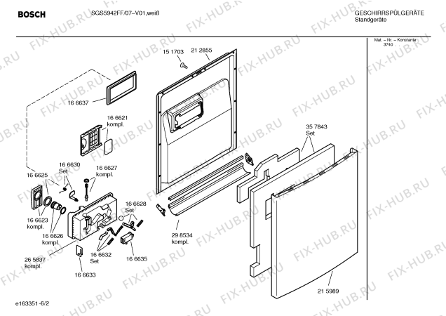 Взрыв-схема посудомоечной машины Bosch SGS5942FF Silence - Схема узла 02