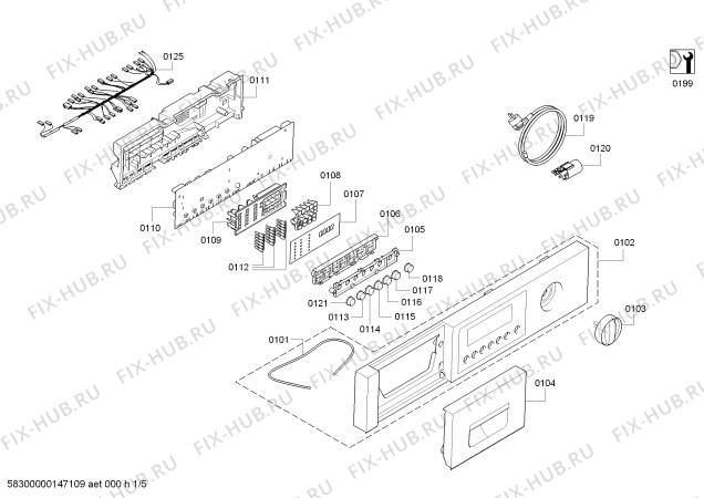 Схема №5 WKD28540FF с изображением Ручка выбора программ для стиральной машины Bosch 00620058