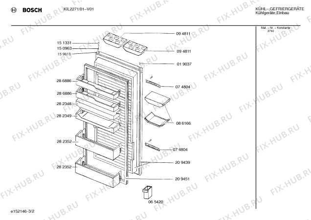 Взрыв-схема холодильника Bosch KIL2271 - Схема узла 02
