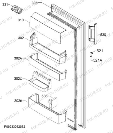 Взрыв-схема холодильника Electrolux ERS2001AOW - Схема узла Door 003