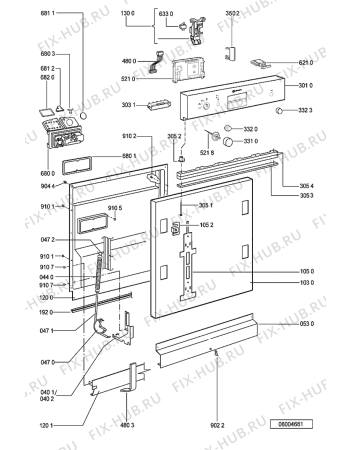 Схема №2 GSI 5411/1 SW с изображением Панель для посудомоечной машины Whirlpool 481245373165