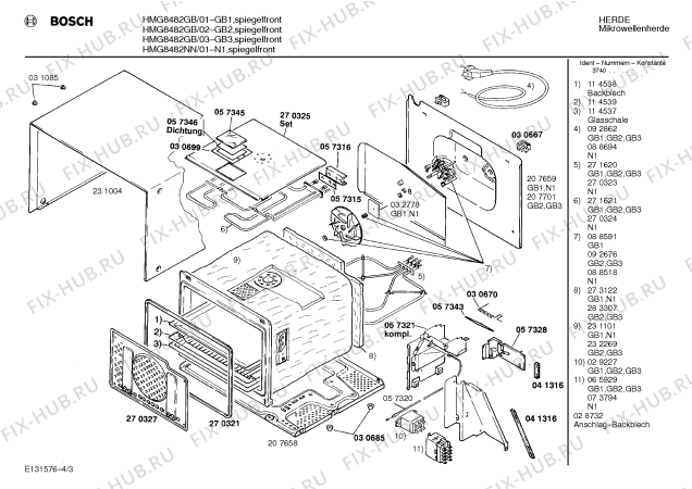 Схема №4 HMG8482NN с изображением Вкладыш в панель для микроволновой печи Bosch 00283385