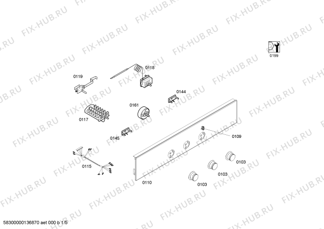 Схема №5 HB11AB520W Horno siemens indp.conv.inox.avisd_mint с изображением Передняя часть корпуса для плиты (духовки) Siemens 00672500