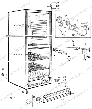 Взрыв-схема холодильника Rex RBF390S - Схема узла C10 Cabinet