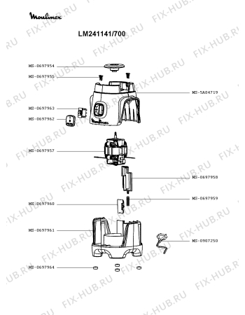 Схема №2 LM242127/700 с изображением Перекрытие для электромиксера Moulinex MS-4A04491