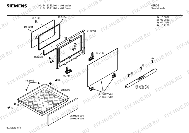Взрыв-схема плиты (духовки) Siemens HL54143EU - Схема узла 04