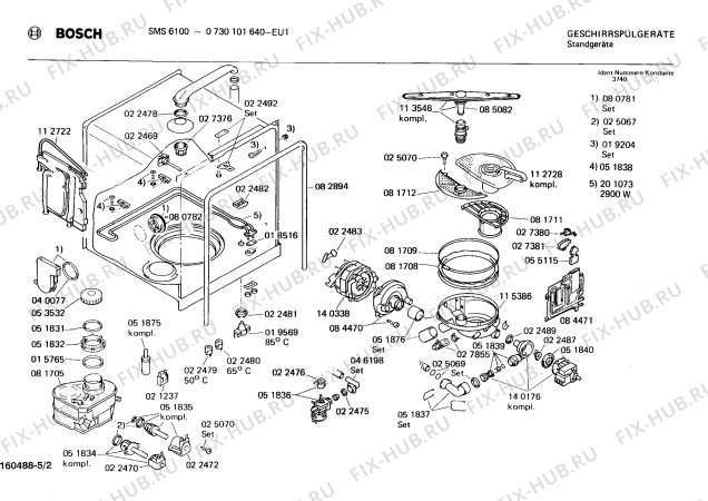 Взрыв-схема посудомоечной машины Bosch 0730101640 SMS6100 - Схема узла 02