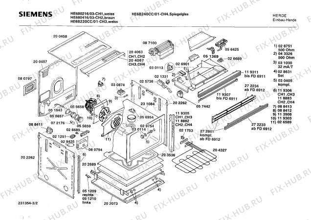 Взрыв-схема плиты (духовки) Siemens HE68220CC - Схема узла 02