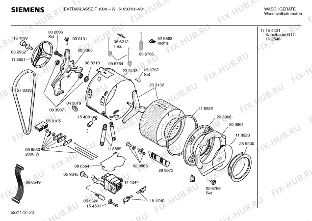 Взрыв-схема стиральной машины Siemens WH51090 EXTRAKLASSE F 1000 A - Схема узла 03