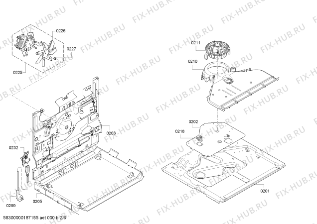 Взрыв-схема плиты (духовки) Bosch HBA23B260Y - Схема узла 02