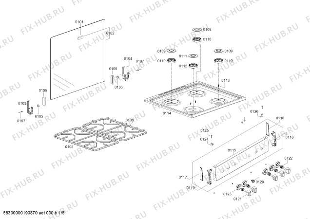 Схема №5 FP107I14SC COCINA CX641 INOX с изображением Панель для плиты (духовки) Bosch 11012095