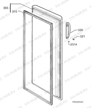 Взрыв-схема холодильника Zanker 571/080 - Схема узла Door 003