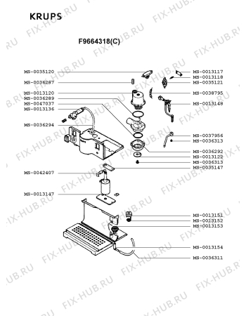 Взрыв-схема кофеварки (кофемашины) Krups F9664318(C) - Схема узла BP002135.9P2