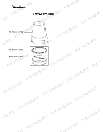 Взрыв-схема блендера (миксера) Moulinex LM2A2125/6R0 - Схема узла ZP006001.1P3