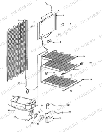 Взрыв-схема холодильника Zanussi ZFC56/47 - Схема узла Cooling system 017