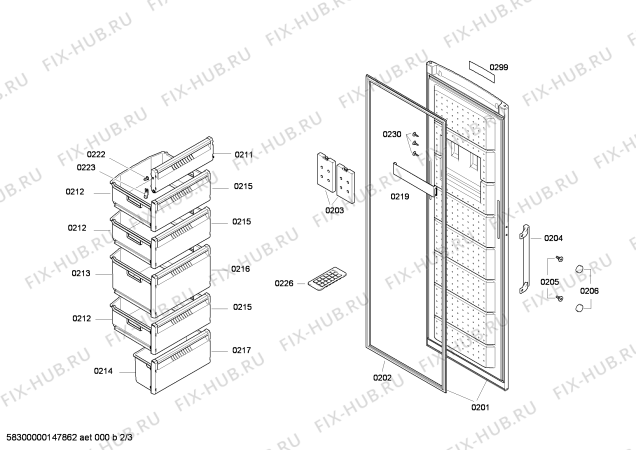 Взрыв-схема холодильника Bosch GSV26V23 - Схема узла 02