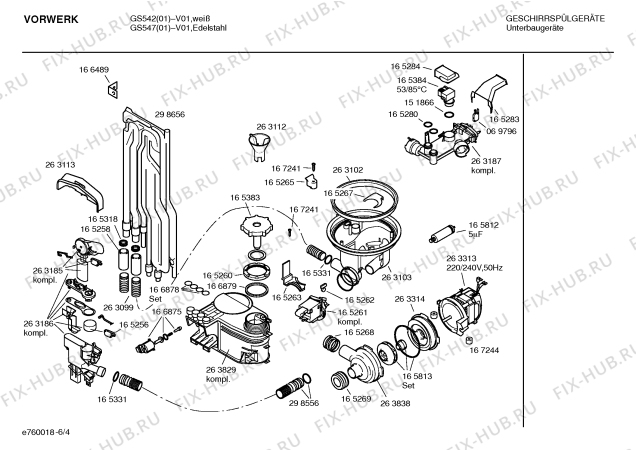 Взрыв-схема посудомоечной машины Vorwerk SE3VWA2 GS547 - Схема узла 04