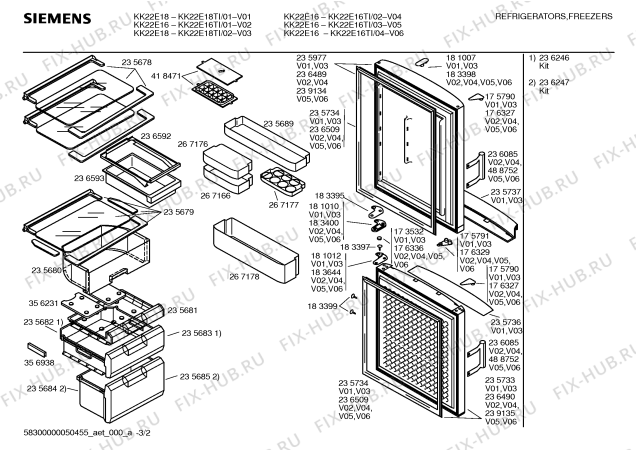 Взрыв-схема холодильника Siemens KK22E18TI E2000-2 display,thicker insulation - Схема узла 02