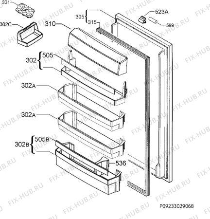 Взрыв-схема холодильника Electrolux SK23112 - Схема узла Door 003
