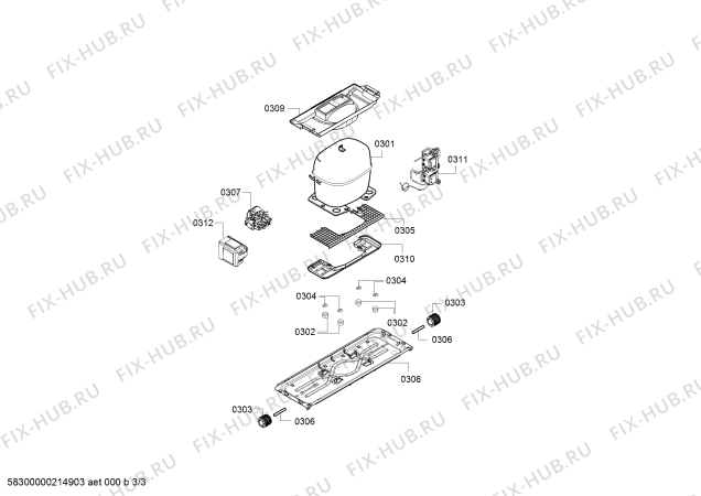 Взрыв-схема холодильника Bosch KGV58VL30N, Bosch - Схема узла 03