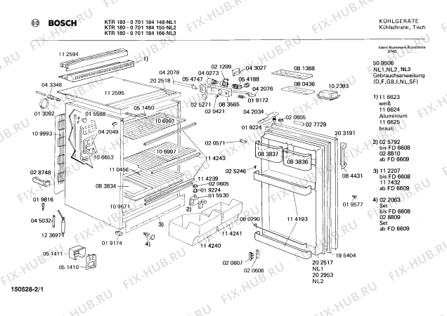 Схема №2 0701184166 KTR180 с изображением Внешняя дверь для холодильной камеры Bosch 00203191