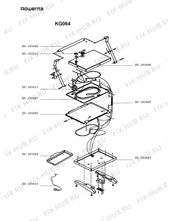 Схема №1 KG064 с изображением Плоскость для электрогриля Rowenta SS-183407