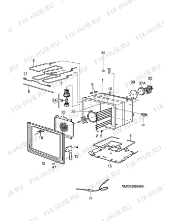 Взрыв-схема комплектующей Husqvarna Electrolux QSG5042W - Схема узла H10 Main Oven Cavity (large)