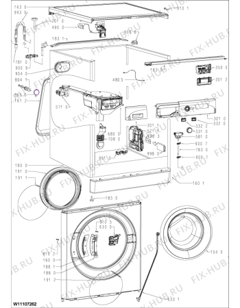 Схема №2 FWG81295WIT с изображением Проводка для стиральной машины Whirlpool 488000516628