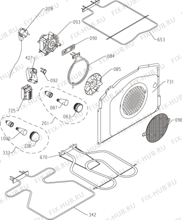 Взрыв-схема плиты (духовки) Gorenje K436E (164925, K53G1-V1VD) - Схема узла 05