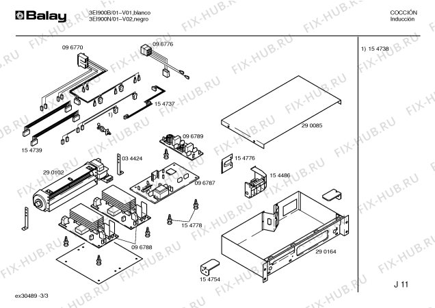 Схема №3 3EI900B с изображением Блок подключения для электропечи Bosch 00154738