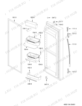 Схема №11 27 WSF W с изображением Дверца для холодильной камеры Whirlpool 481010523456