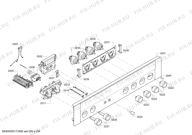 Схема №6 E35K42N3 с изображением Панель управления для плиты (духовки) Bosch 00745015