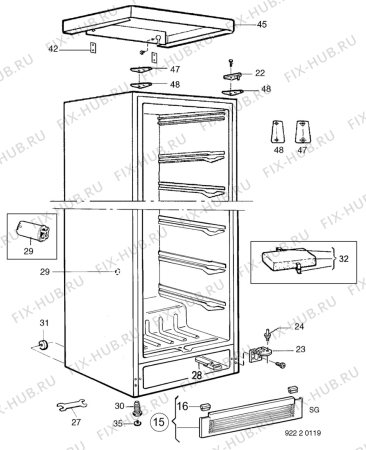 Взрыв-схема холодильника Electrolux EU2502C - Схема узла C10 Cabinet