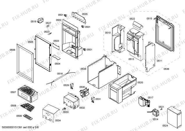 Схема №6 RF413201 с изображением Силовой модуль для холодильной камеры Bosch 00702906