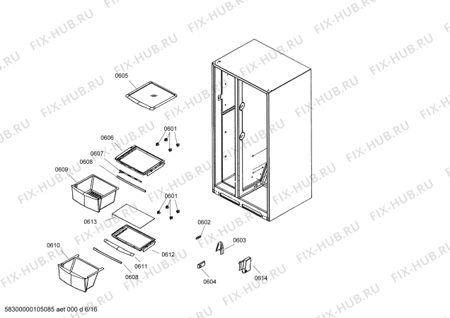 Схема №16 SK535263 с изображением Шарнирная пластина для холодильной камеры Bosch 00604477