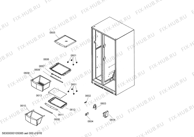 Схема №16 SK535264 с изображением Крышка для холодильной камеры Bosch 00241659