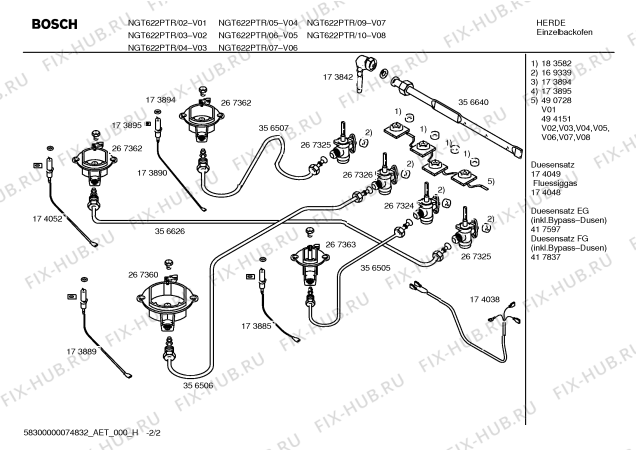 Схема №2 NGT622PTR Bosch с изображением Инструкция по эксплуатации для плиты (духовки) Bosch 00535952