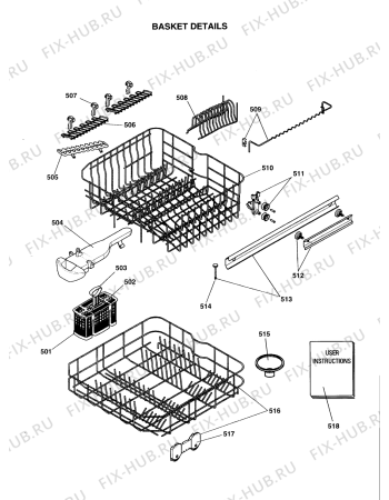 Взрыв-схема посудомоечной машины Hotpoint BF50W (F033566) - Схема узла