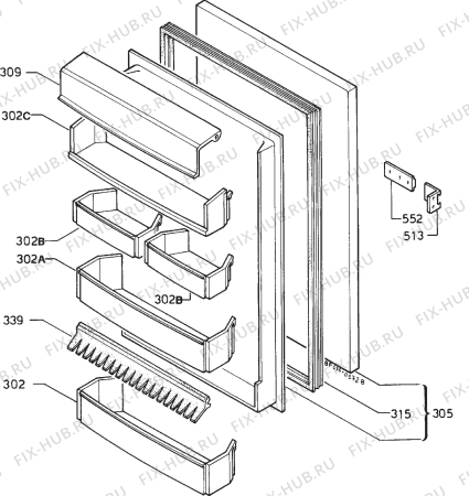 Взрыв-схема холодильника Electrolux RW594 - Схема узла Door 003