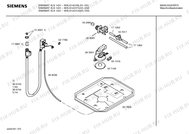 Взрыв-схема стиральной машины Siemens WXLS1431FG SIWAMAT XLS1431 - Схема узла 05