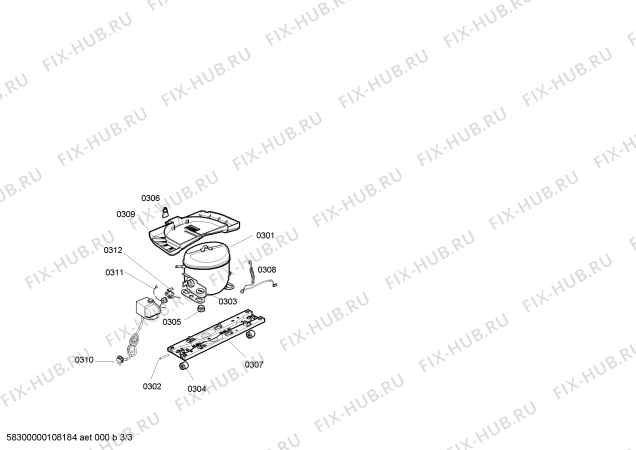 Взрыв-схема холодильника Siemens KS40U5206X SIEMENS - Схема узла 03