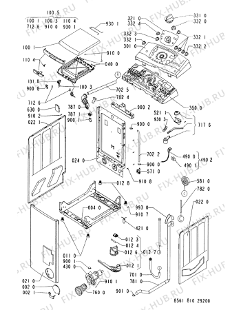 Схема №2 AWA 8106 с изображением Обшивка для стиральной машины Whirlpool 481245211674