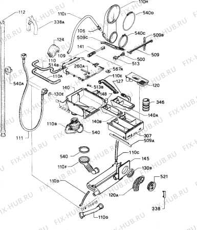 Взрыв-схема стиральной машины Electrolux WH1100D - Схема узла Hydraulic System 272