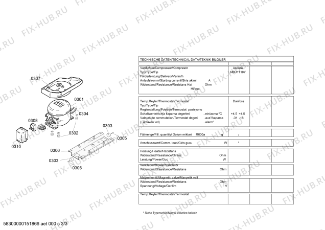 Взрыв-схема холодильника Siemens KD52VX05NE - Схема узла 03